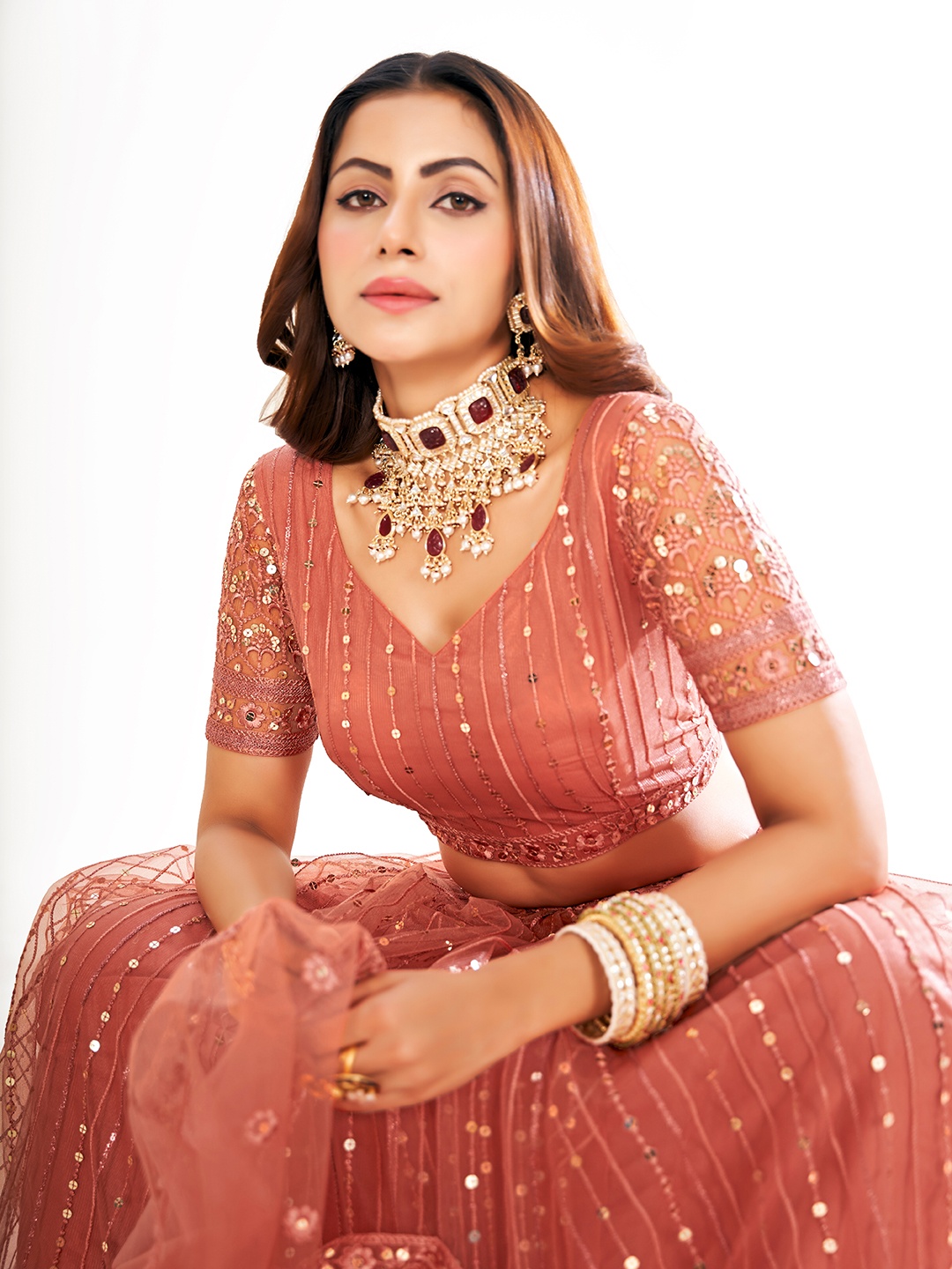SHOPGARB Embroidered Sequinned Net Semi-Stitched Lehenga & Unstitched Blouse With Dupatta, Pink
SHOPGARB Embroidered Sequinned Net Semi-Stitched Lehenga & Unstitched Blouse With Dupatta, Pink