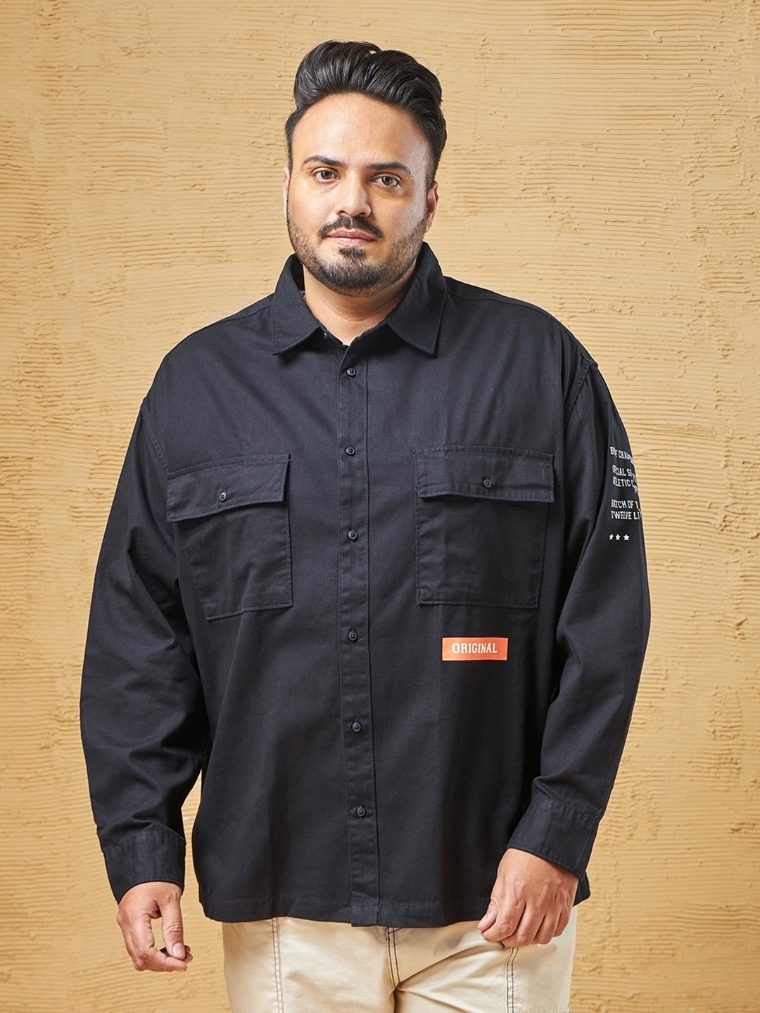 Bewakoof Plus Original Oversized Typography Printed Spread Collar Cotton Casual Shirt, Black
Bewakoof Plus Original Oversized Typography Printed Spread Collar Cotton Casual Shirt, Black