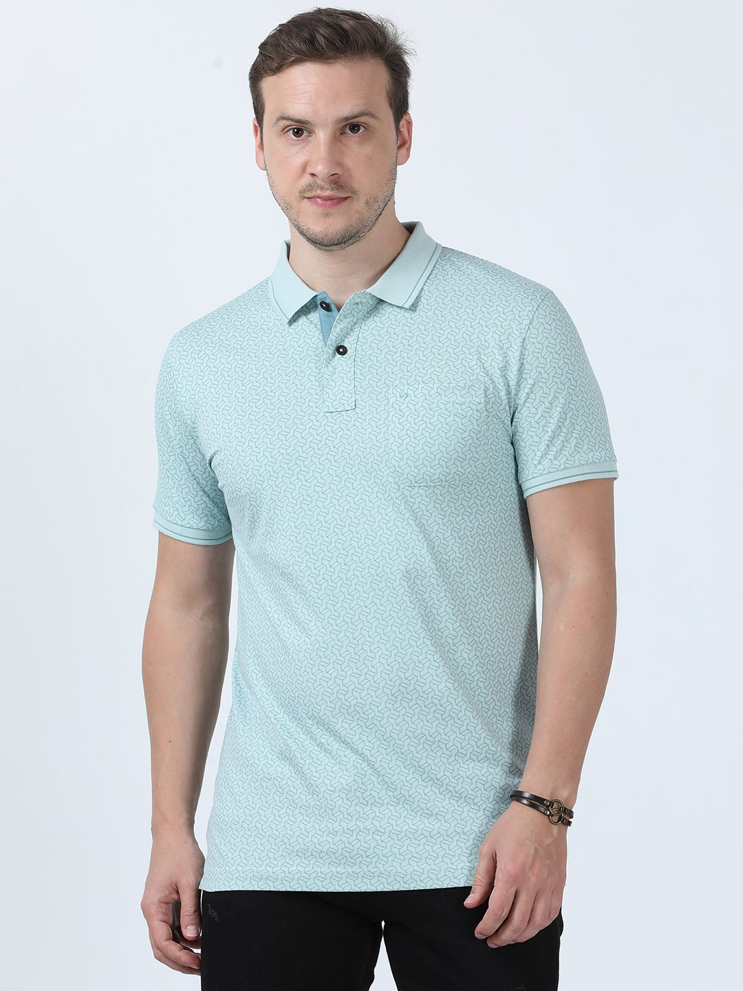 Classic Polo Abstract Self Design Polo Collar Short Sleeves Cotton Slim Fit T-shirt, Green
Classic Polo Abstract Self Design Polo Collar Short Sleeves Cotton Slim Fit T-shirt, Green
