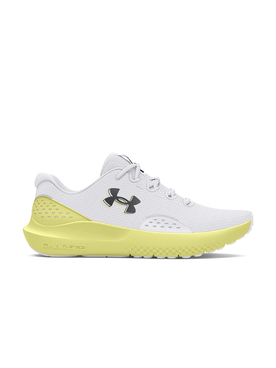 UNDER ARMOUR Women Woven Design Charged Surge 4 Running Shoes with Brand Logo Detail, White
