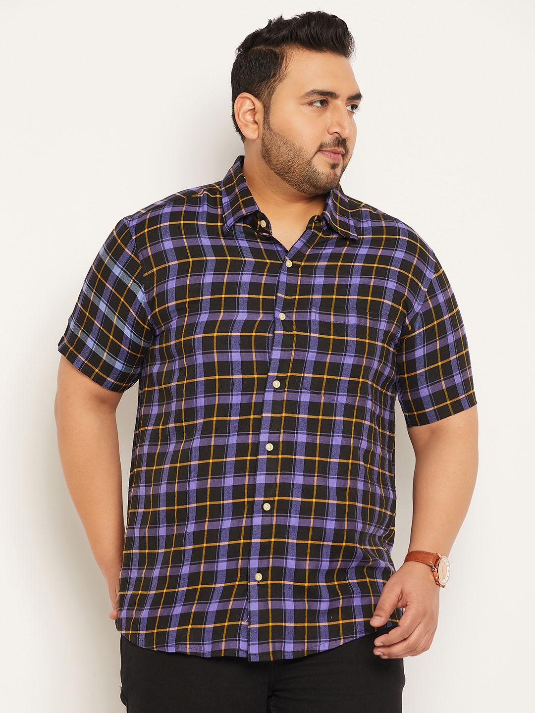 bigbanana Plus Size Tartan Checks Spread Collar Short Sleeves Cotton Casual Shirt, Black
bigbanana Plus Size Tartan Checks Spread Collar Short Sleeves Cotton Casual Shirt, Black