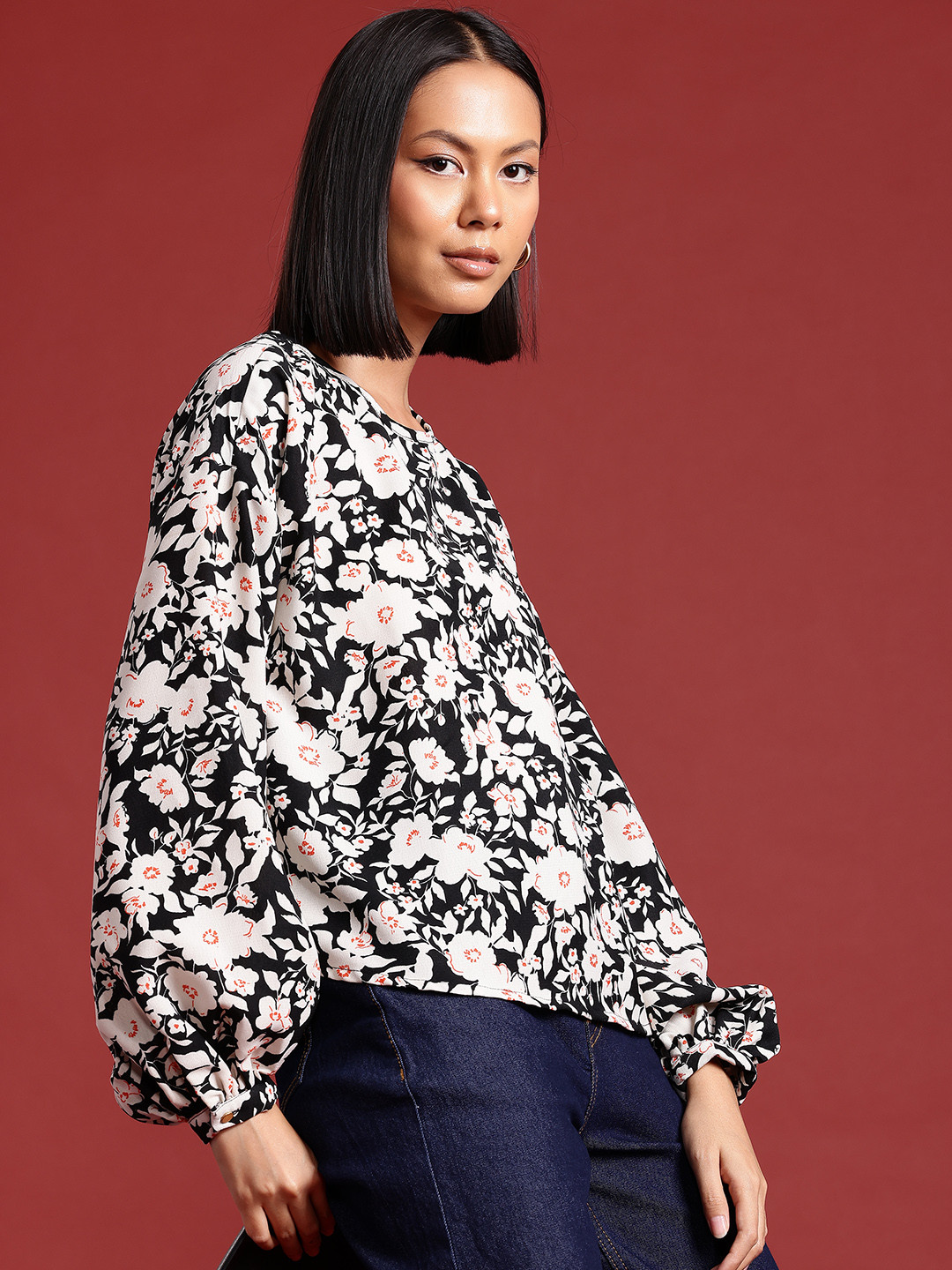 all about you Floral Print Monochrome Top, Black
all about you Floral Print Monochrome Top, Black