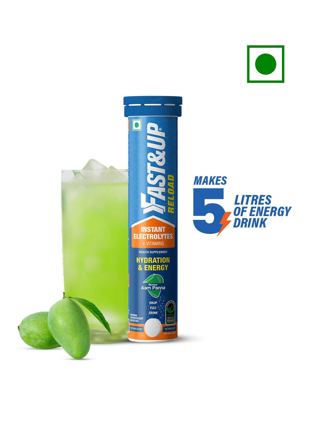 FAST&UP Reload Aam Panna Flavour Instant Electrolytes + Vitamins For Hydration- 20 Tablets, Blue
FAST&UP Reload Aam Panna Flavour Instant Electrolytes + Vitamins For Hydration- 20 Tablets, Blue