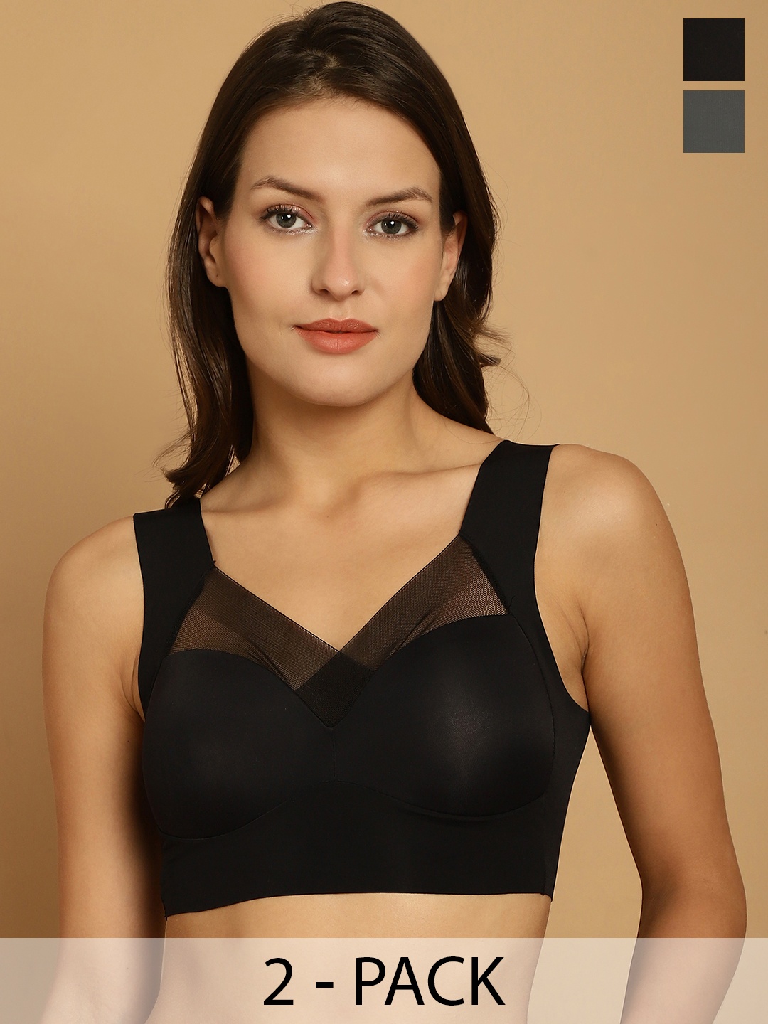 Friskers Pack Of 2 Full Coverage Lightly Padded Dry Fit Everyday Bra- All Day Comfort, Black
Friskers Pack Of 2 Full Coverage Lightly Padded Dry Fit Everyday Bra- All Day Comfort, Black