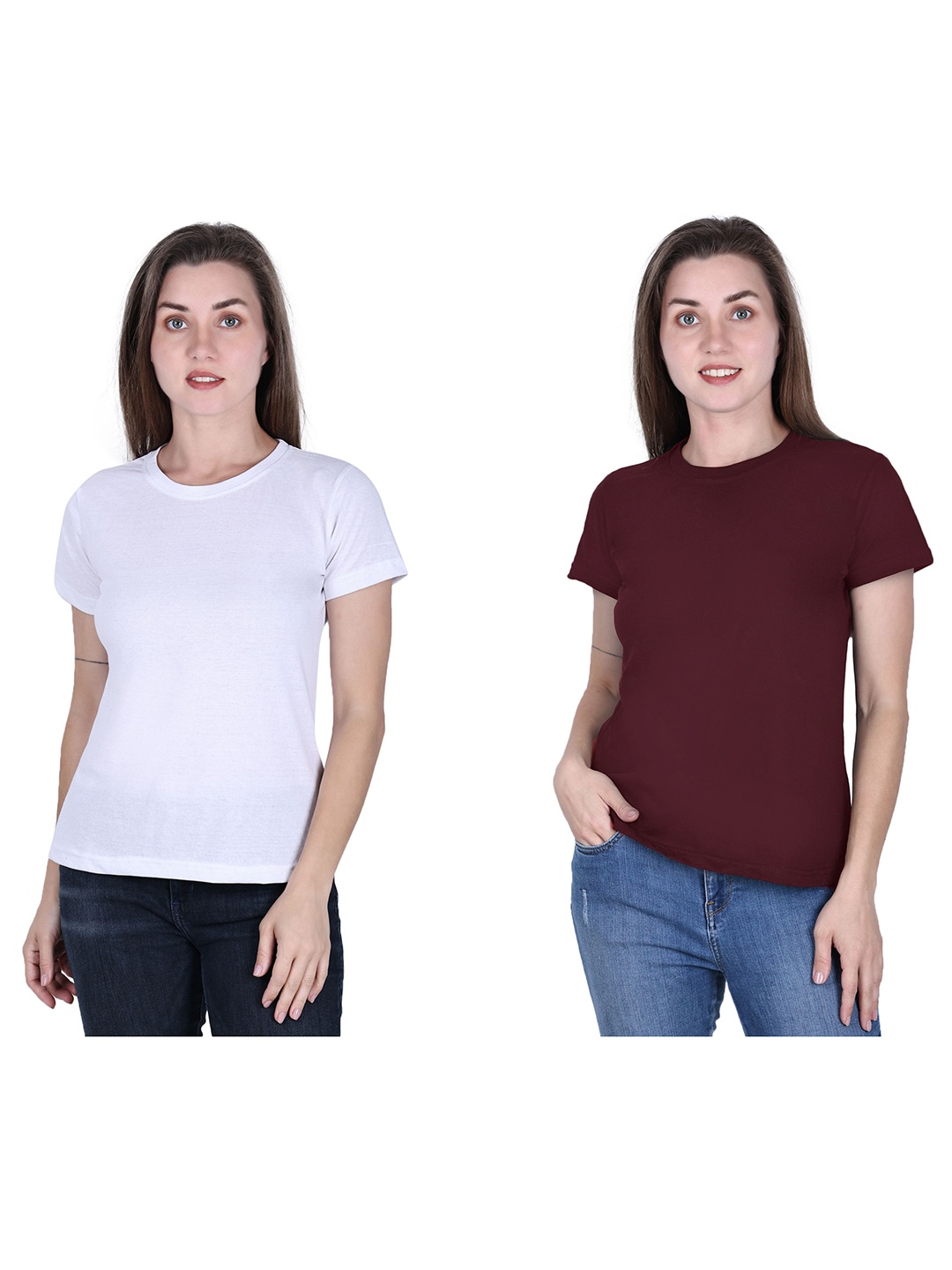 DADNI FASHION Women V-Neck Pockets T-shirt, Multi