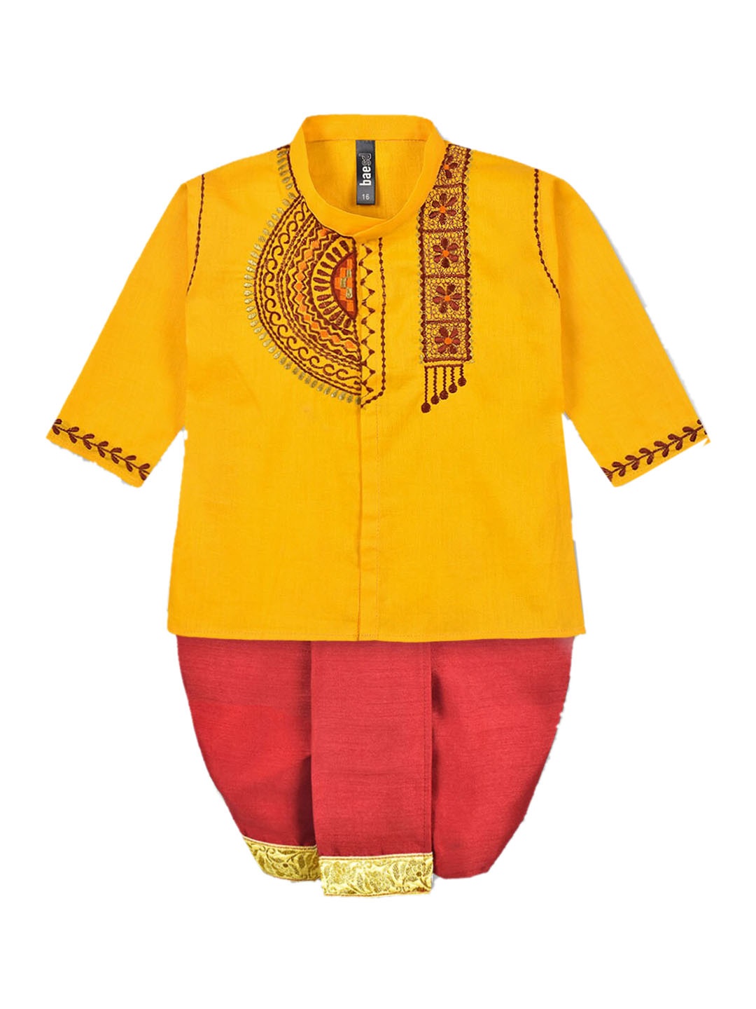 BAESD Infant Boys Ethnic Motifs Embroidered Pure Cotton Kurta with Dhoti Pants, Yellow
BAESD Infant Boys Ethnic Motifs Embroidered Pure Cotton Kurta with Dhoti Pants, Yellow