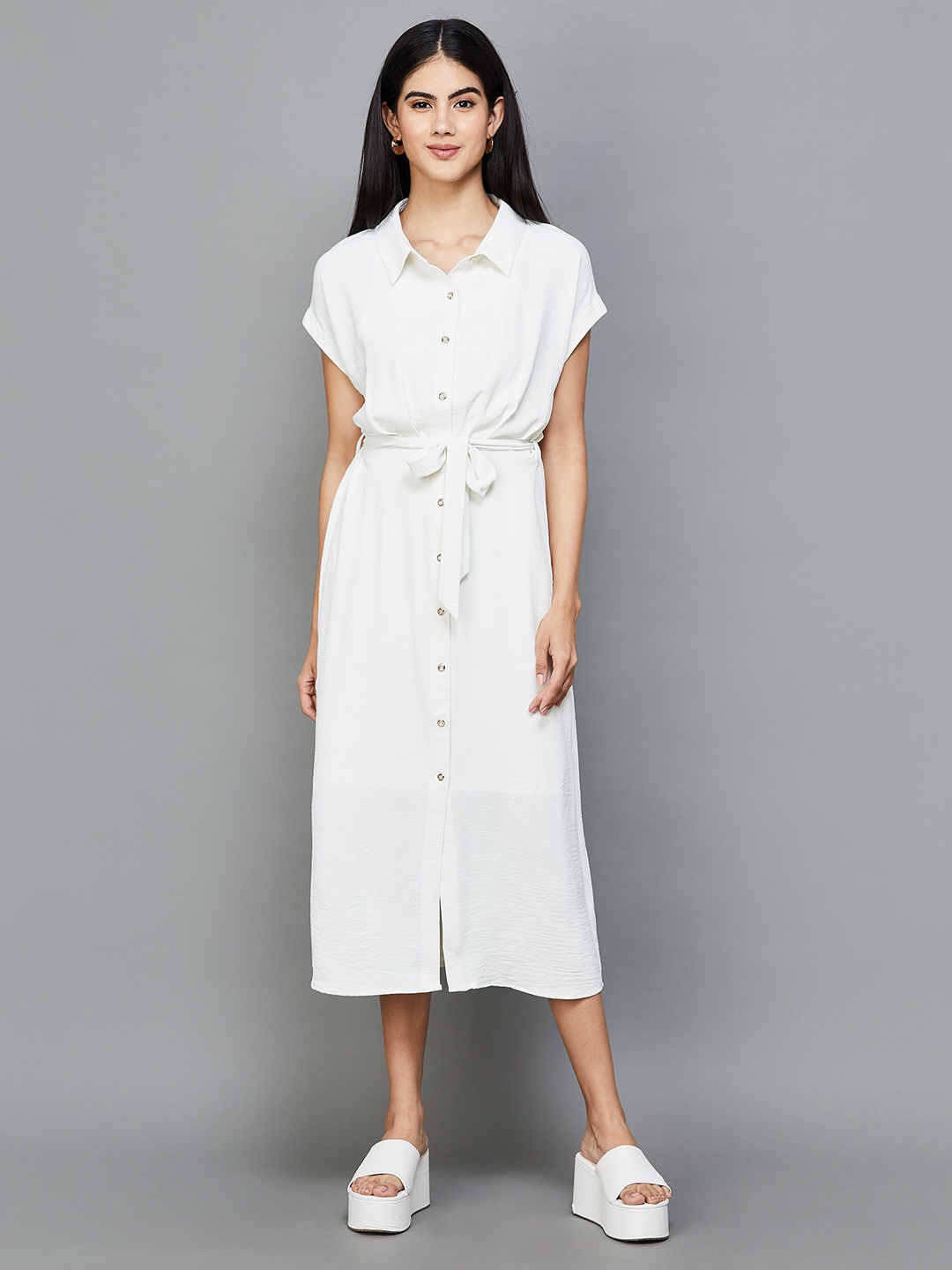 CODE by Lifestyle Shirt Collar Extended Sleeves A-Line Midi Dress With Camisole, White
CODE by Lifestyle Shirt Collar Extended Sleeves A-Line Midi Dress With Camisole, White