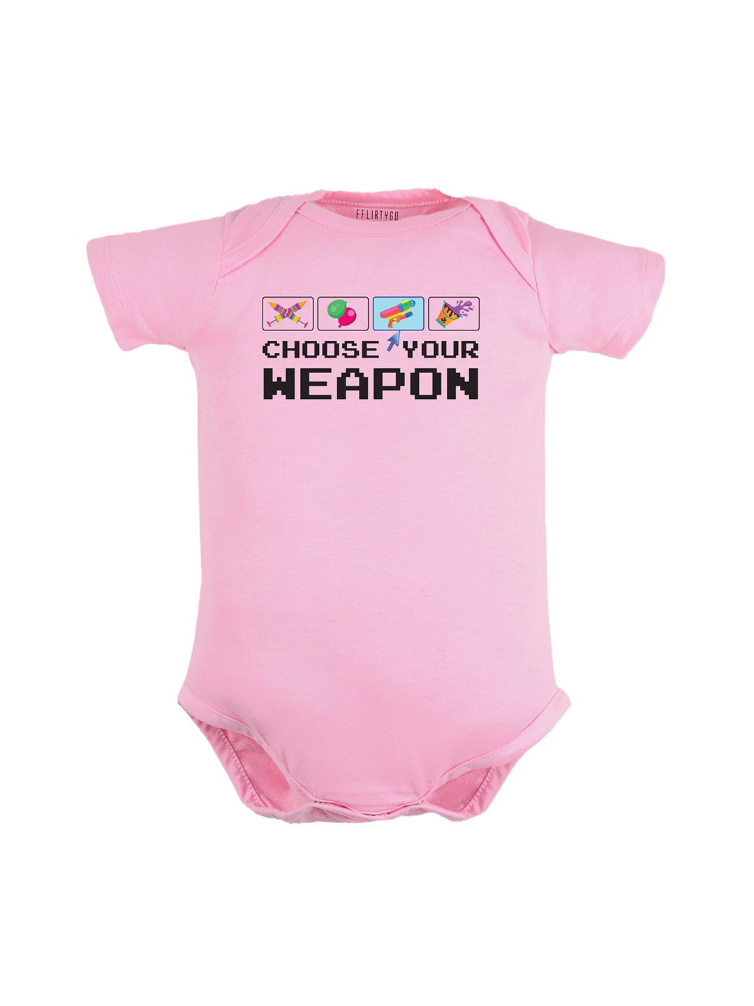 FFLIRTYGO Infants Typography Printed Pure Cotton Bodysuit, Pink