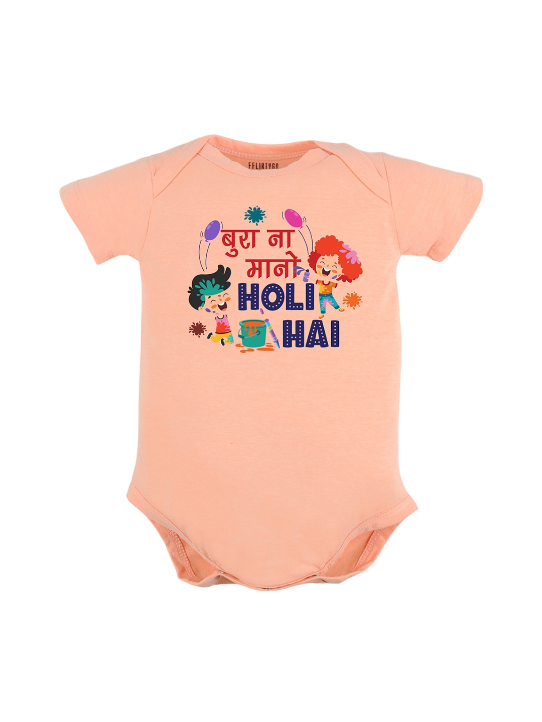 FFLIRTYGO Infant Kids Printed Pure Cotton Bodysuit, Peach