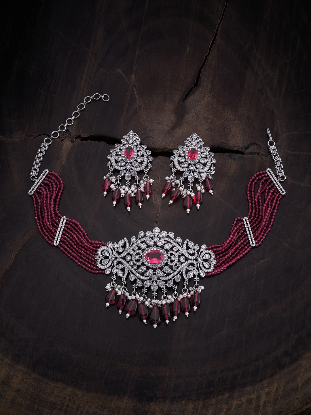 Kushal's Fashion Jewellery Rhodium Plated Cubic Zirconia Studded Necklace & Earrings, Silver
Kushal's Fashion Jewellery Rhodium Plated Cubic Zirconia Studded Necklace & Earrings, Silver