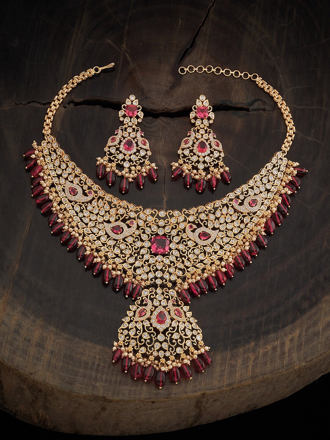 Kushal's Fashion Jewellery Gold-Plated Cubic Zirconia Stone Studded Jewellery Set