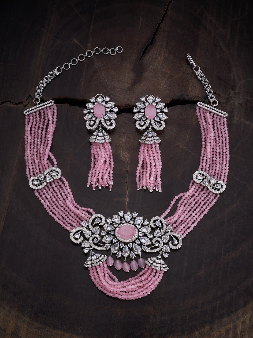 Kushal's Fashion Jewellery Rhodium Plated Cubic Zirconia Studded & Beaded Jewellery Set, Silver
Kushal's Fashion Jewellery Rhodium Plated Cubic Zirconia Studded & Beaded Jewellery Set, Silver