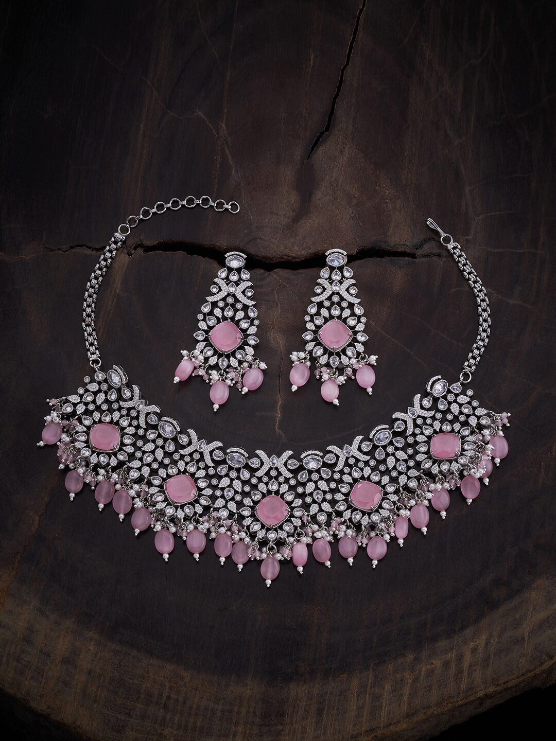Kushal's Fashion Jewellery Rhodium Plated Zircon-Studded & Beaded Jewellery Set, Silver
Kushal's Fashion Jewellery Rhodium Plated Zircon-Studded & Beaded Jewellery Set, Silver