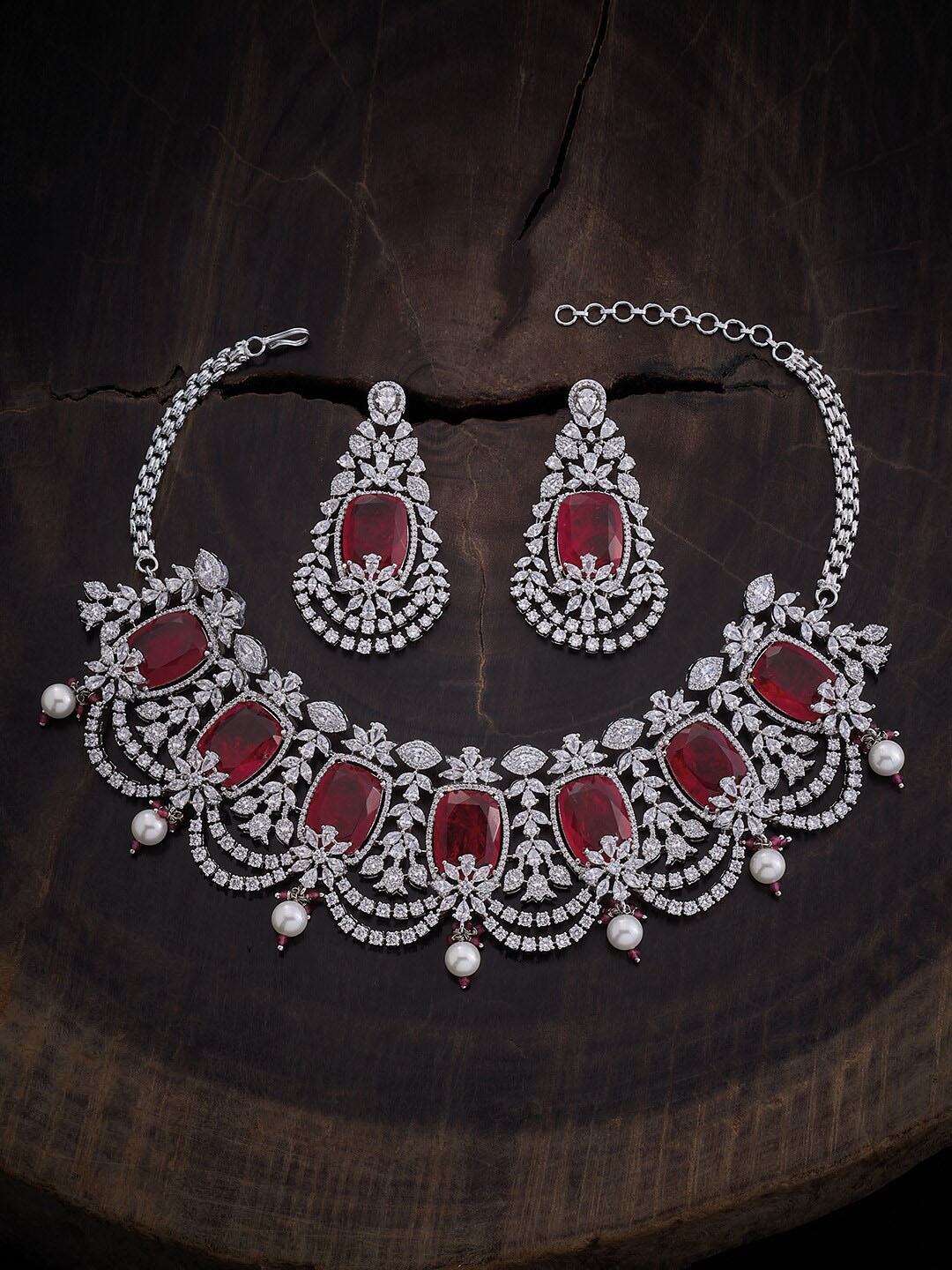 Kushal's Fashion Jewellery Rhodium Plated Cubic Zirconia Studded Necklace & Earrings, Silver
Kushal's Fashion Jewellery Rhodium Plated Cubic Zirconia Studded Necklace & Earrings, Silver