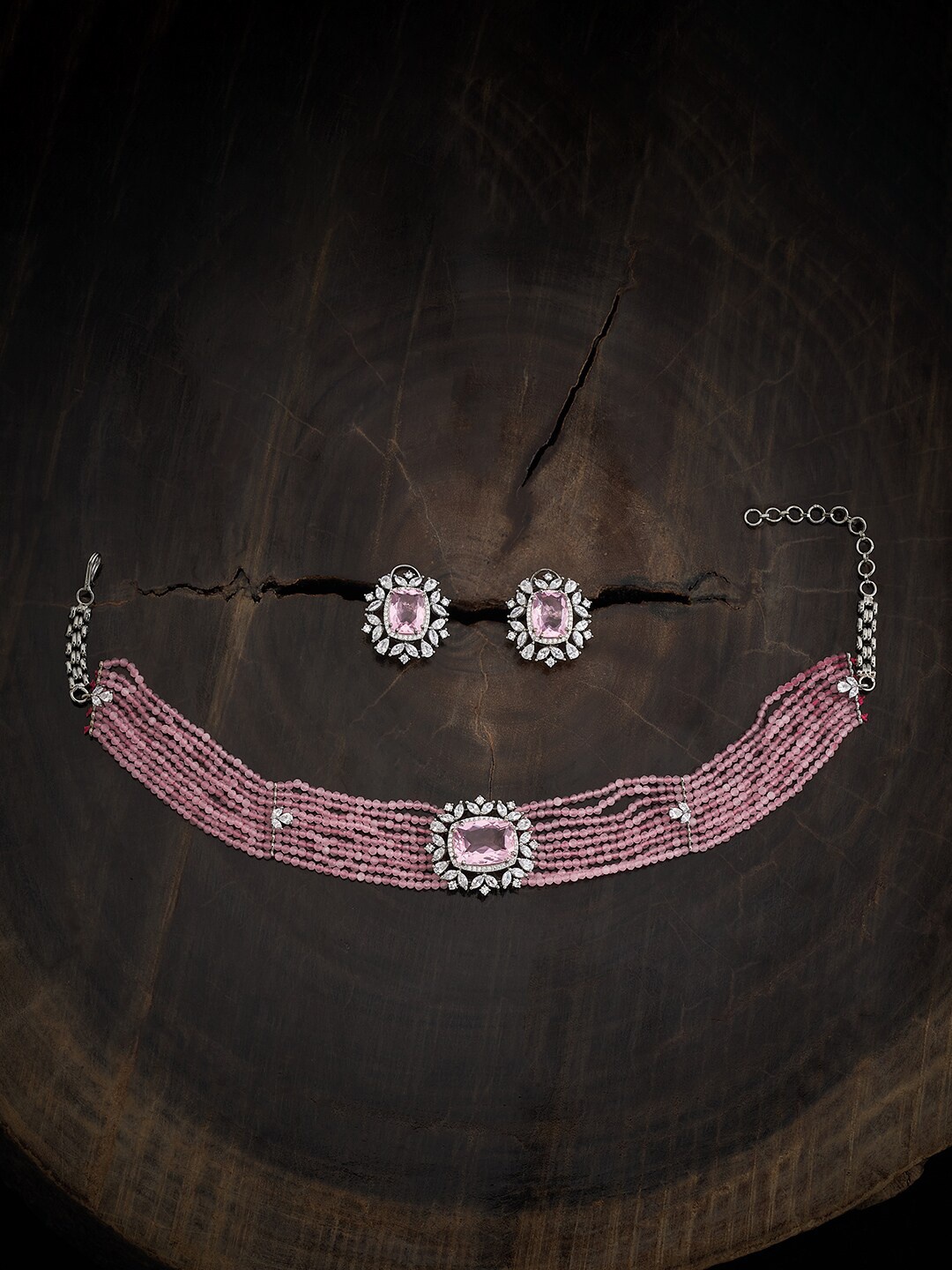 Kushal's Fashion Jewellery Rhodium Plated CZ Studded & Beaded Choker & Earrings, Silver
Kushal's Fashion Jewellery Rhodium Plated CZ Studded & Beaded Choker & Earrings, Silver