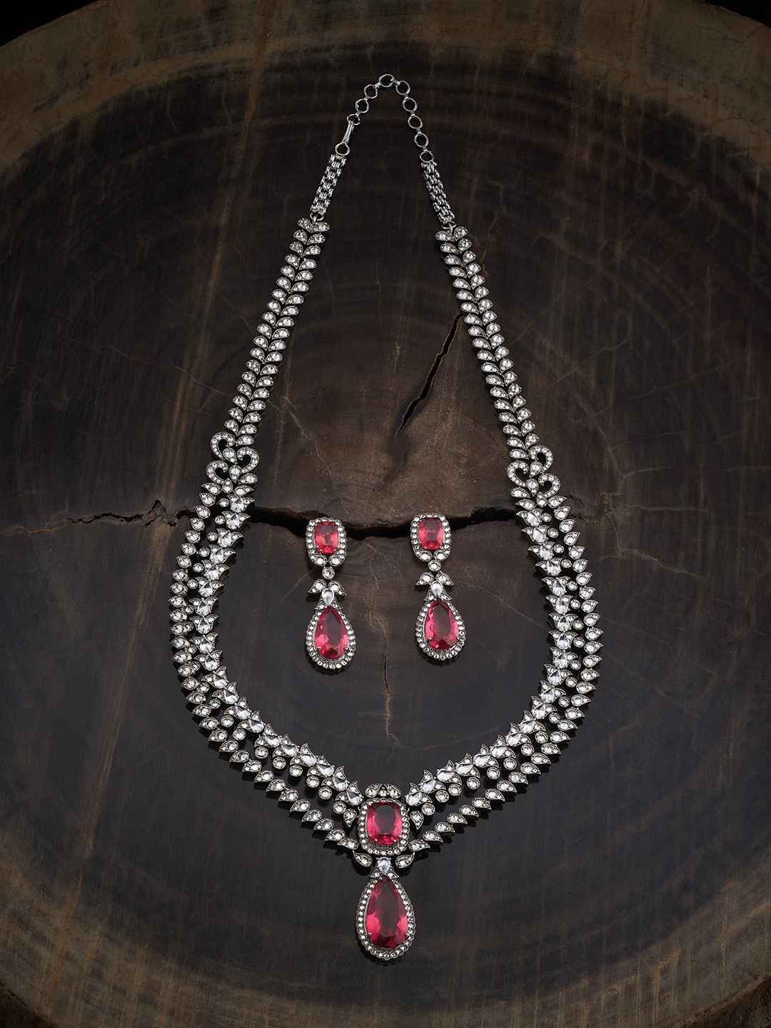 Kushal's Fashion Jewellery Rhodium-Plated Cubic Zirconia Stone Studded Necklace & Earrings, Silver
Kushal's Fashion Jewellery Rhodium-Plated Cubic Zirconia Stone Studded Necklace & Earrings, Silver