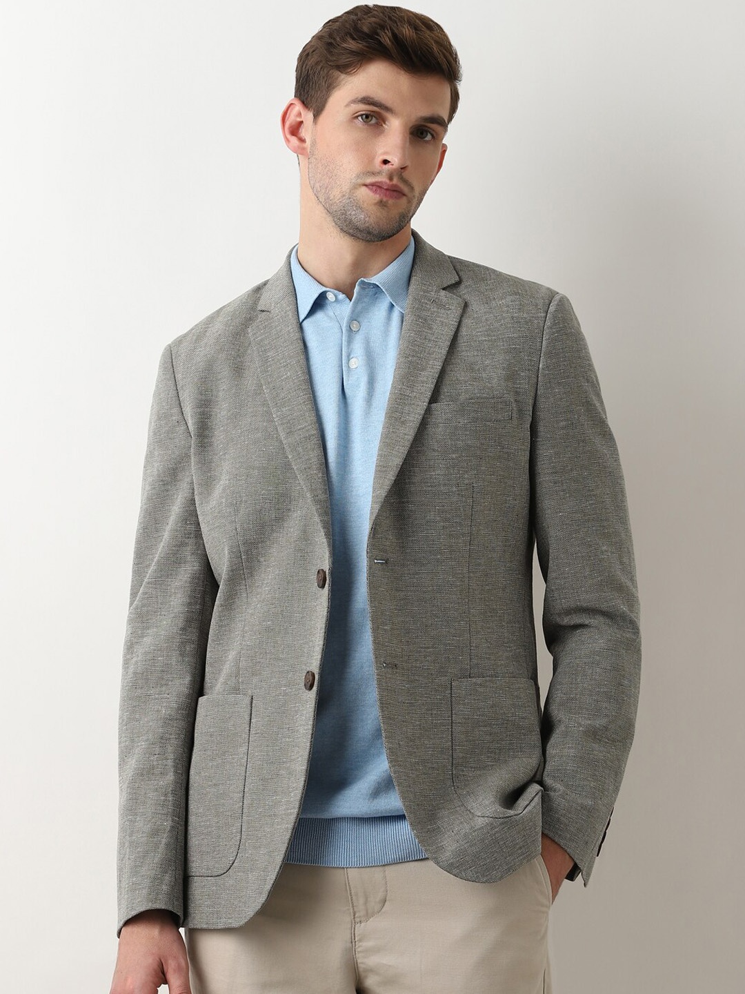SELECTED Notched Lapel Long Sleeves Slim Fit Cotton & Linen Single-Breasted Blazers, Green
SELECTED Notched Lapel Long Sleeves Slim Fit Cotton & Linen Single-Breasted Blazers, Green