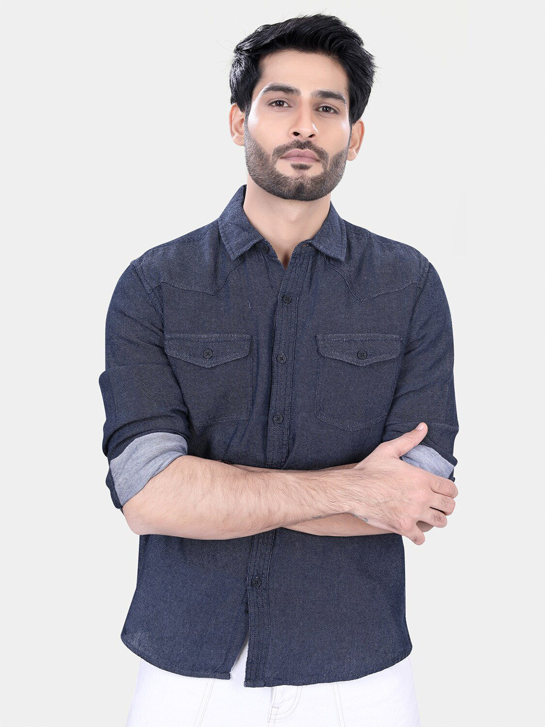 VASTRADO Classic Spread Collar Long Sleeves Slim Fit Opaque Casual Shacket, Navy blue
VASTRADO Classic Spread Collar Long Sleeves Slim Fit Opaque Casual Shacket, Navy blue