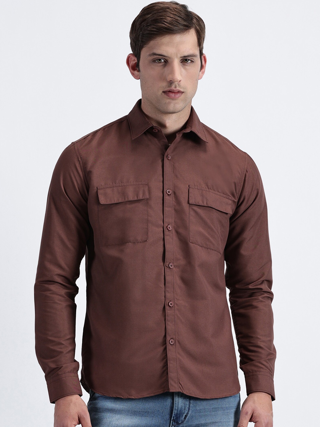 MISCHIEF MONKEY Spread Collar Long Sleeves Regular Fit Cotton Classic Casual Shirt, Brown
MISCHIEF MONKEY Spread Collar Long Sleeves Regular Fit Cotton Classic Casual Shirt, Brown