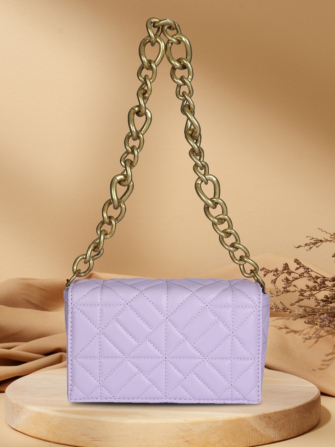 MINI WESST Textured Structured Shoulder Bag, Purple