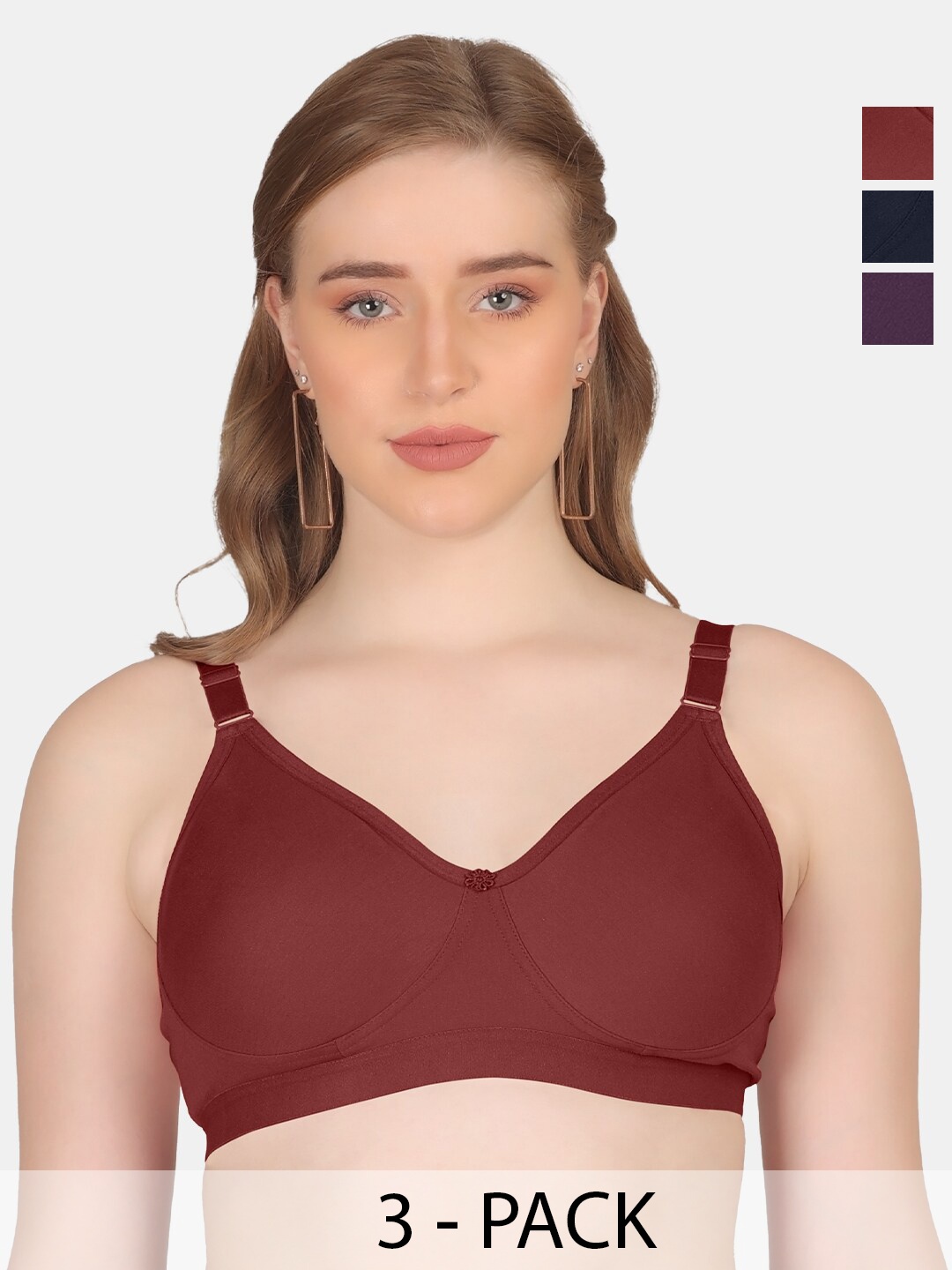 POOJA RAGENEE Pack Of 3 Full Coverage Anti Odour All Day Comfort Cotton Everyday Bras, Maroon
POOJA RAGENEE Pack Of 3 Full Coverage Anti Odour All Day Comfort Cotton Everyday Bras, Maroon