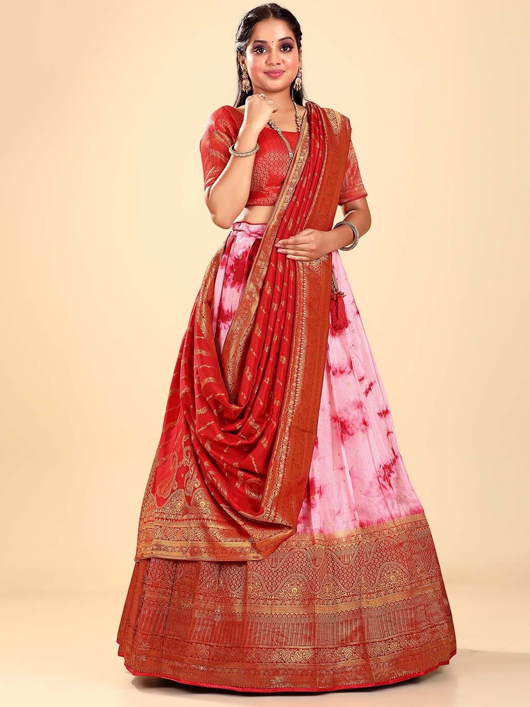 HALFSAREE STUDIO Woven Design Zari Semi-Stitched Lehenga & Unstitched Blouse With Dupatta, Red
HALFSAREE STUDIO Woven Design Zari Semi-Stitched Lehenga & Unstitched Blouse With Dupatta, Red