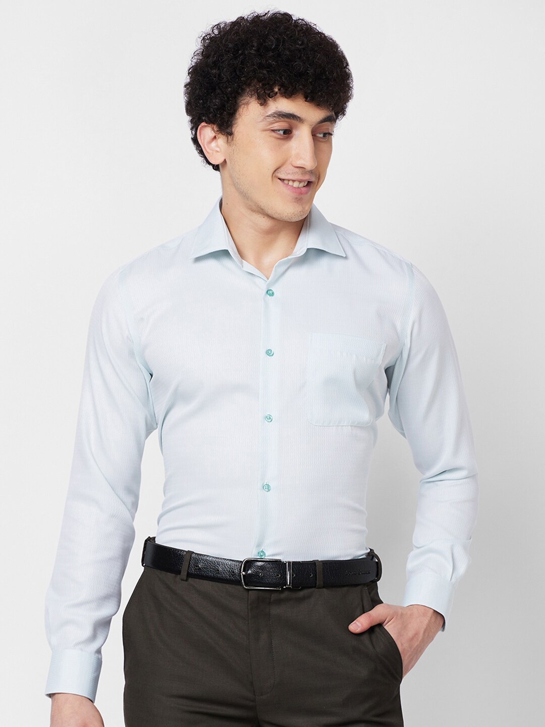 Raymond Cutaway Collar Long Sleeves Self-Design Regular-Fit Cotton Formal Shirt, Blue
Raymond Cutaway Collar Long Sleeves Self-Design Regular-Fit Cotton Formal Shirt, Blue
