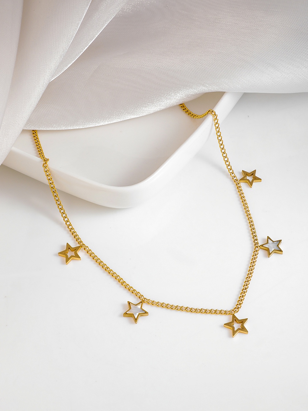 Rubans Voguish 18k Gold plated tarnish free water proof stainless steel star Necklace
Rubans Voguish 18k Gold plated tarnish free water proof stainless steel star Necklace