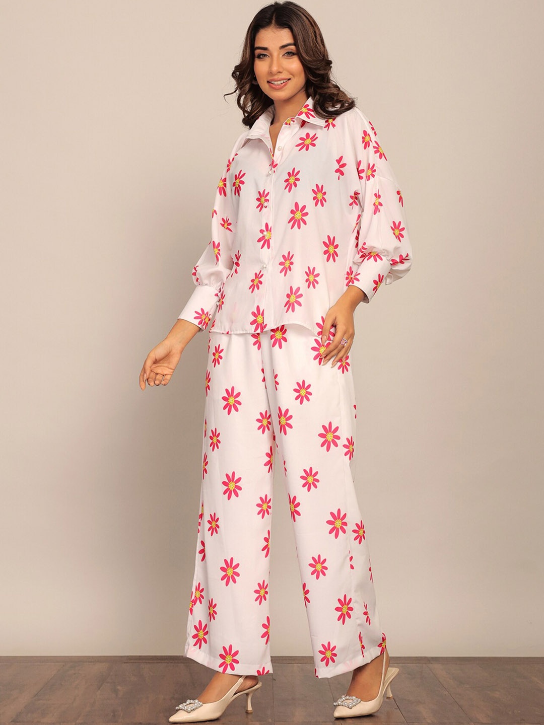 KAORI BY SHREYA AGARWAL Bliss Floral Printed Relaxed Fit Shirt With Trousers Co-Ords, White
KAORI BY SHREYA AGARWAL Bliss Floral Printed Relaxed Fit Shirt With Trousers Co-Ords, White