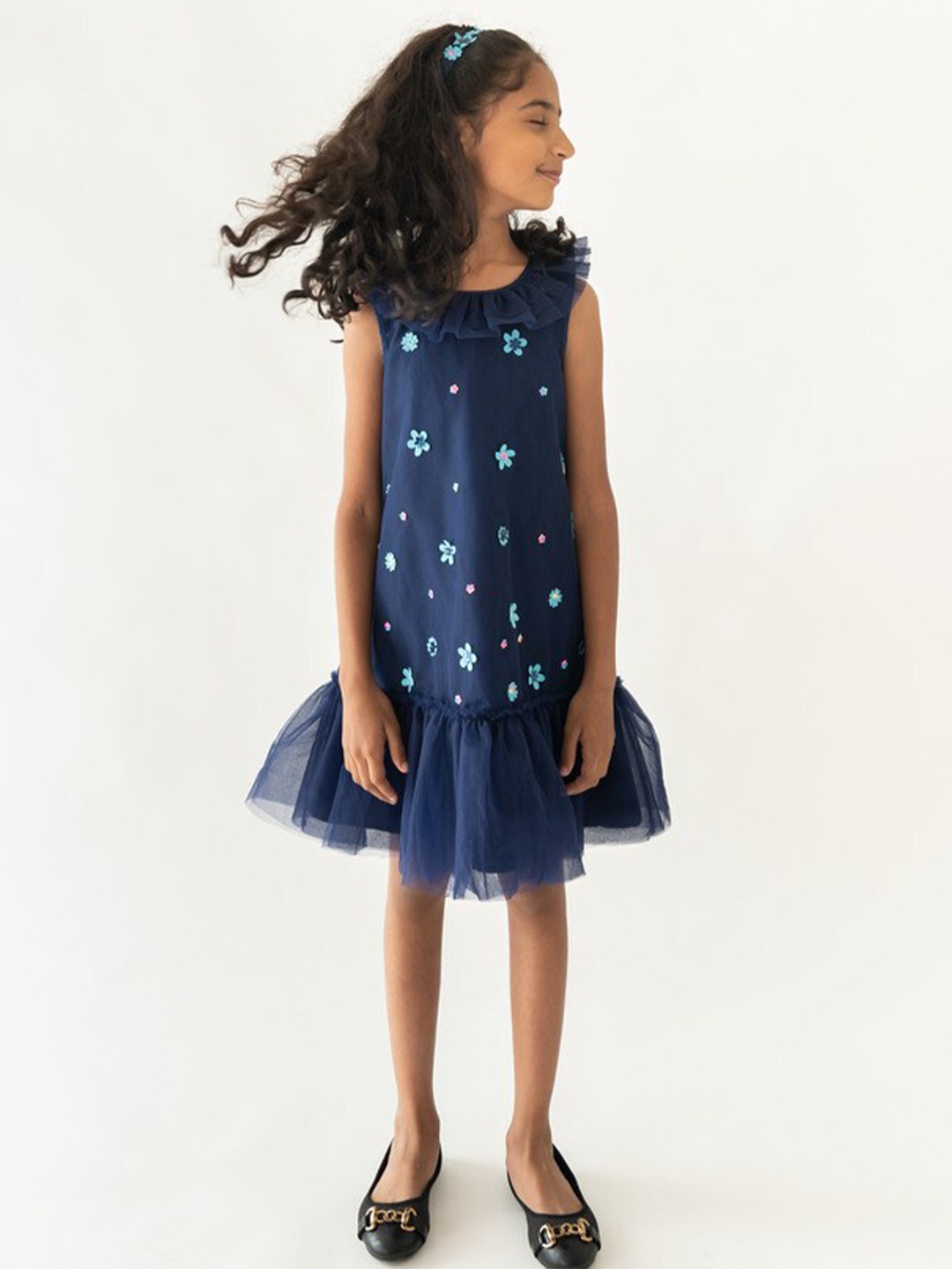 A Little Fable Floral Printed Round Neck Sleeveless Drop-Waist Dress, Navy blue
A Little Fable Floral Printed Round Neck Sleeveless Drop-Waist Dress, Navy blue
