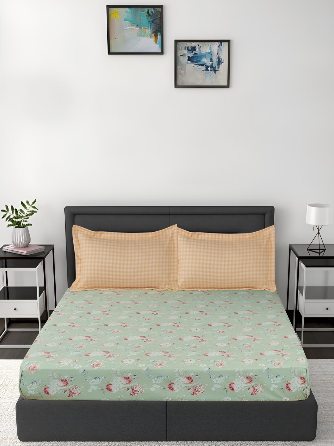 GAPU & BALY Green & White Floral 140 TC Fitted King Bedsheet with 2 Pillow Covers
GAPU & BALY Green & White Floral 140 TC Fitted King Bedsheet with 2 Pillow Covers