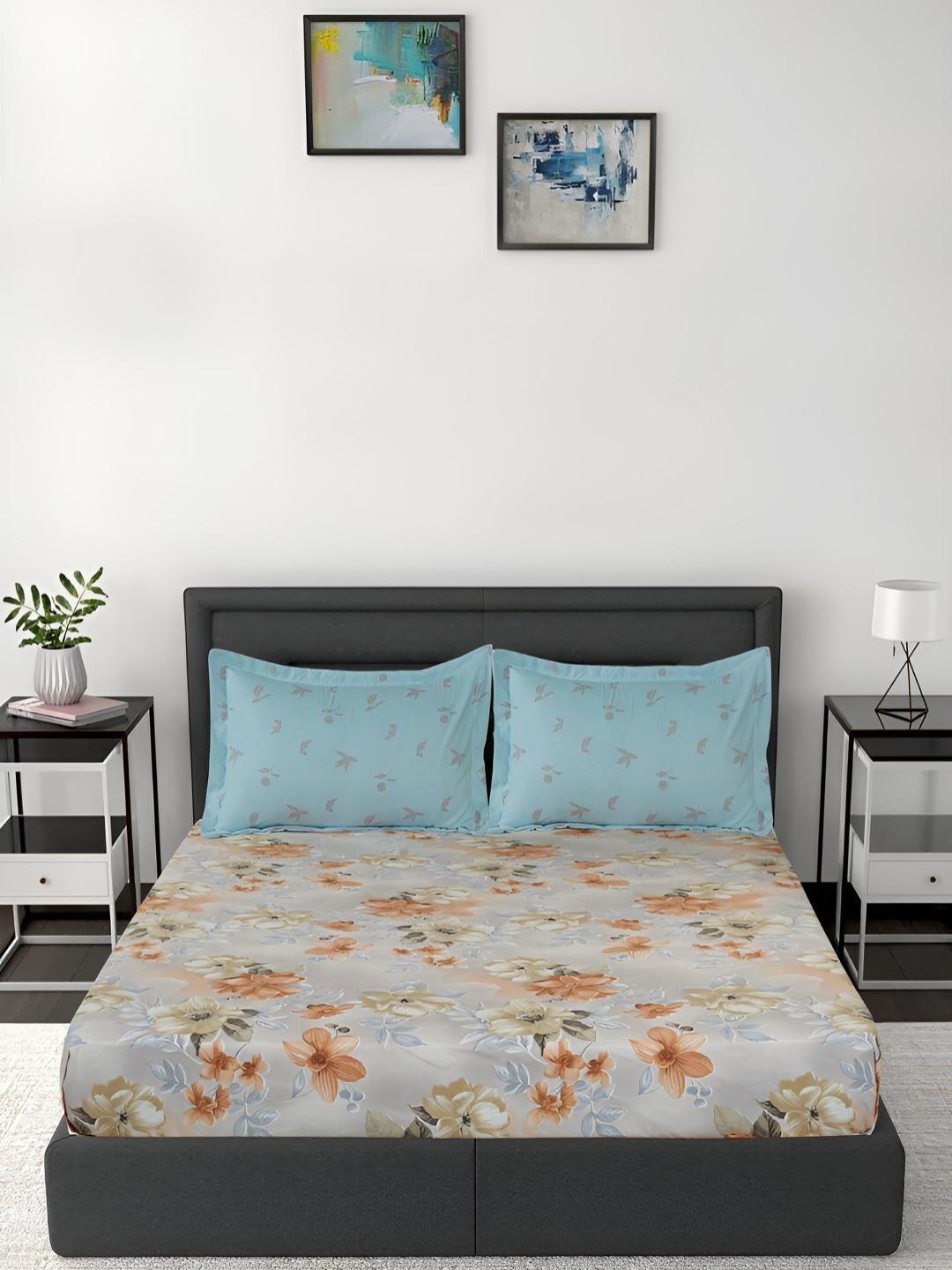 GAPU & BALY Brown & Grey Floral 140 TC Fitted King Bedsheet with 2 Pillow Covers
GAPU & BALY Brown & Grey Floral 140 TC Fitted King Bedsheet with 2 Pillow Covers