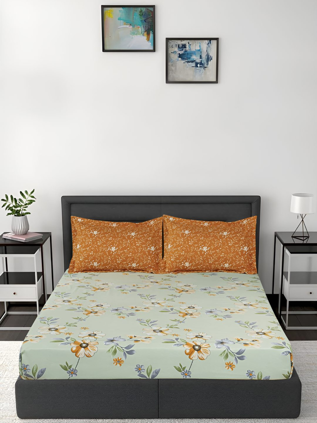 GAPU & BALY Green & Brown Floral Printed Fitted 140 TC King Bedsheet With 2 Pillow Covers
GAPU & BALY Green & Brown Floral Printed Fitted 140 TC King Bedsheet With 2 Pillow Covers
