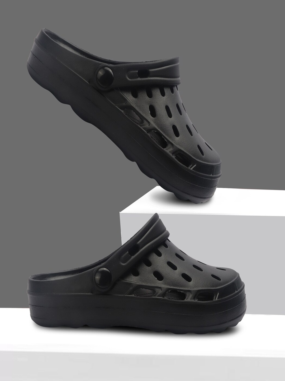 BAESD Kids Self Design Rubber Clogs, Black