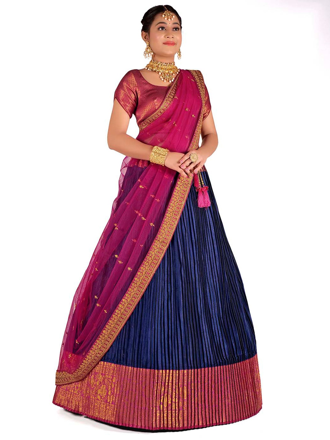 HALFSAREE STUDIO Woven Design Silk Semi Stitched Lehenga & Unstitched Blouse With Dupatta, Blue
HALFSAREE STUDIO Woven Design Silk Semi Stitched Lehenga & Unstitched Blouse With Dupatta, Blue