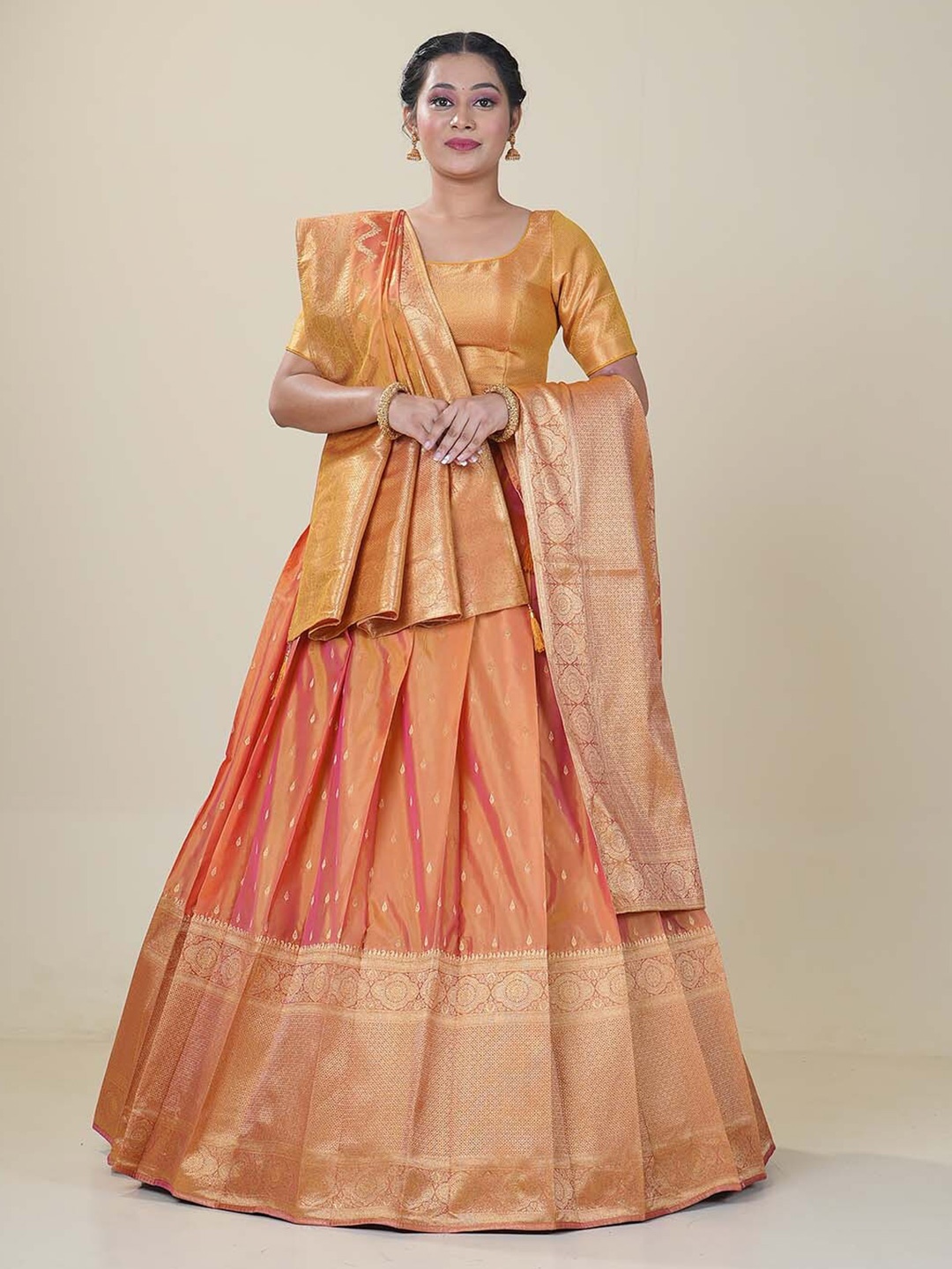 HALFSAREE STUDIO Woven Design Semi-Stitched Lehenga & Unstitched Blouse With Dupatta, Orange
HALFSAREE STUDIO Woven Design Semi-Stitched Lehenga & Unstitched Blouse With Dupatta, Orange