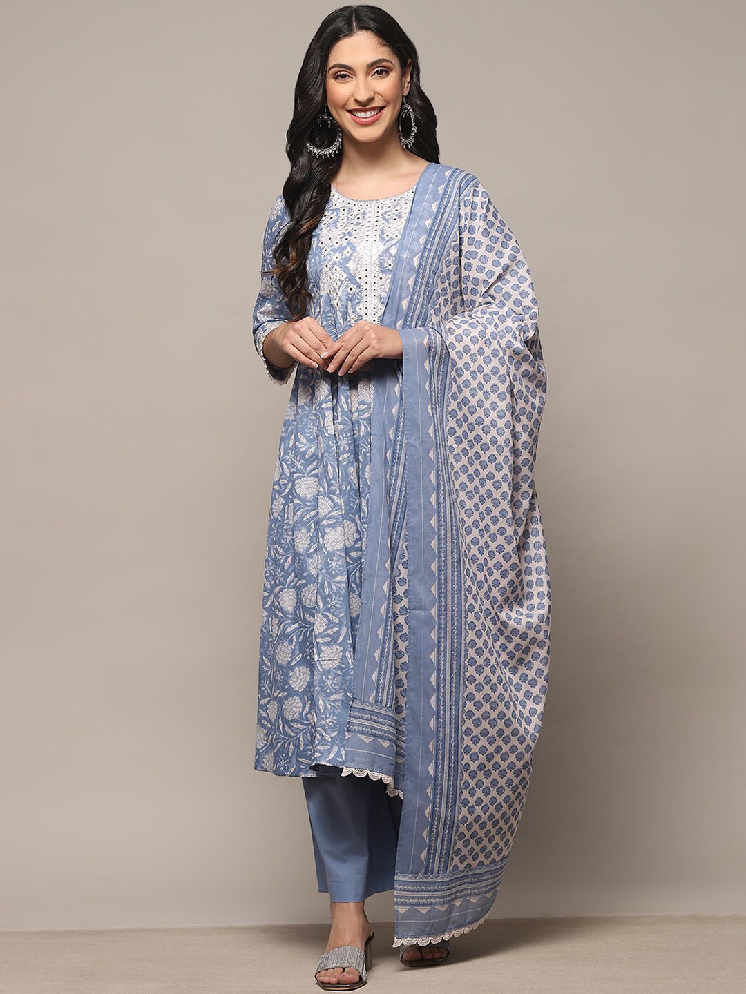 Biba Floral Printed Empire Mirror Work Pure Cotton Kurta With Palazzo & Dupatta, Blue
Biba Floral Printed Empire Mirror Work Pure Cotton Kurta With Palazzo & Dupatta, Blue