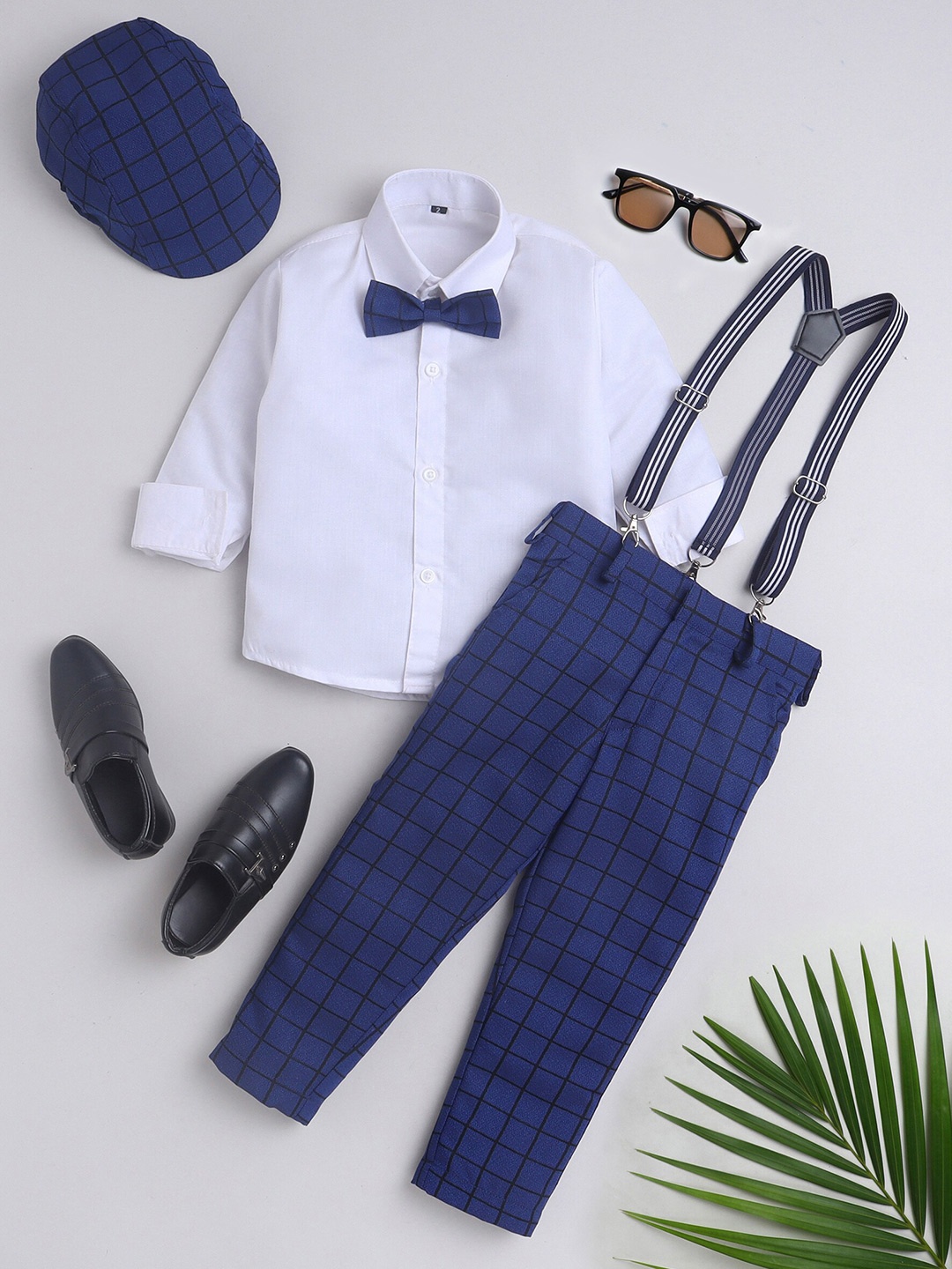BAESD Boys Checked Long Sleeves Shirt With Trousers Cap Bow & Suspenders, Navy blue
BAESD Boys Checked Long Sleeves Shirt With Trousers Cap Bow & Suspenders, Navy blue
