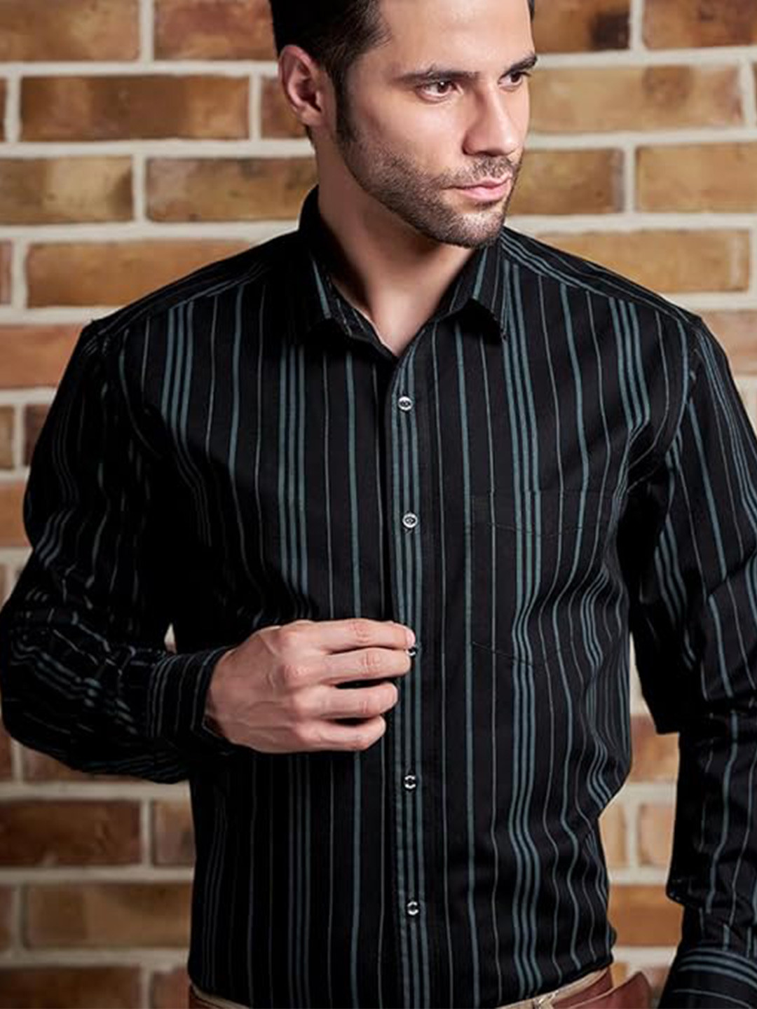 BWOLVES Striped Spread Collar Cotton Formal Shirt, Black
BWOLVES Striped Spread Collar Cotton Formal Shirt, Black