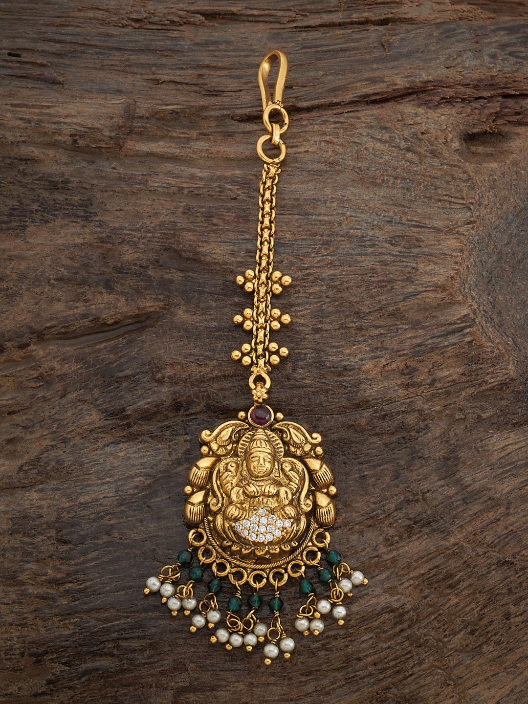 Kushal's Fashion Jewellery Gold-Plated 92.5 Pure Silver Stone Studded Beaded Maang Tikka
Kushal's Fashion Jewellery Gold-Plated 92.5 Pure Silver Stone Studded Beaded Maang Tikka