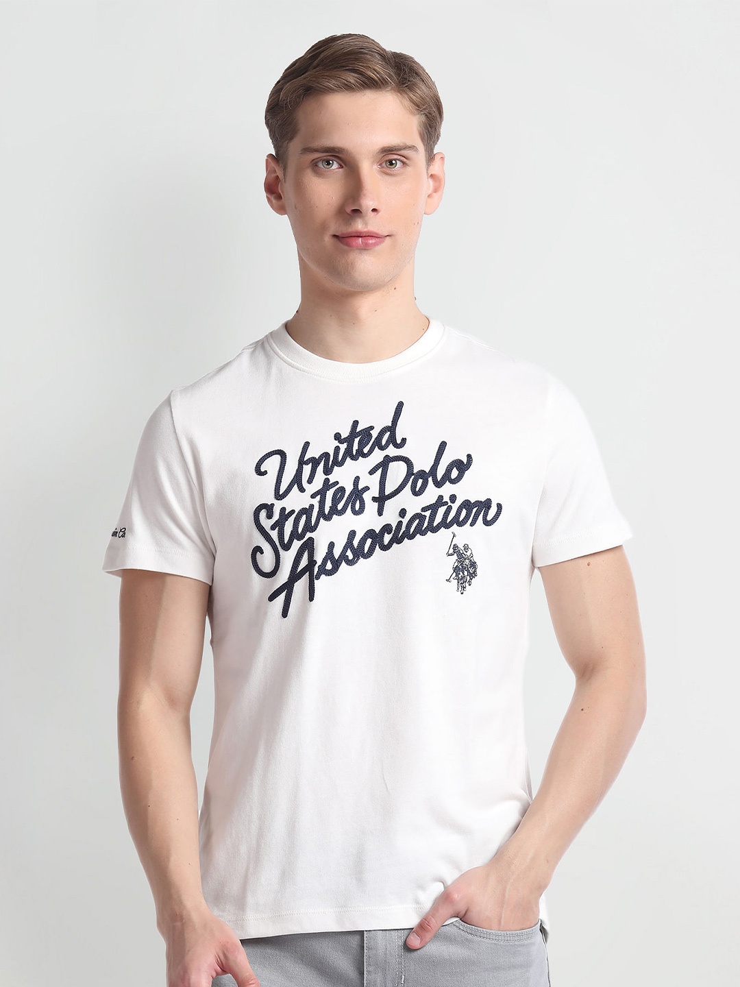 U.S. Polo Assn. Denim Co. Typography Printed Short Sleeves Round Neck Cotton T-shirt, White
U.S. Polo Assn. Denim Co. Typography Printed Short Sleeves Round Neck Cotton T-shirt, White
