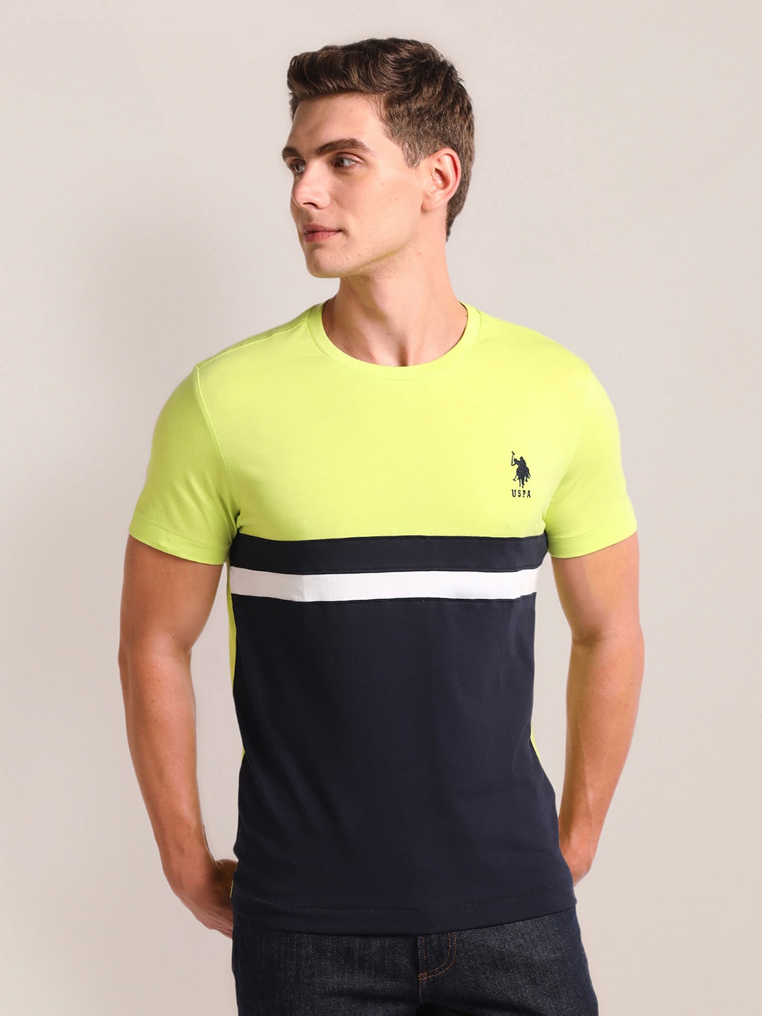 U.S. Polo Assn. Round Neck Short Sleeves Colourblocked Slim Fit Regular T-shirt, Green
U.S. Polo Assn. Round Neck Short Sleeves Colourblocked Slim Fit Regular T-shirt, Green
