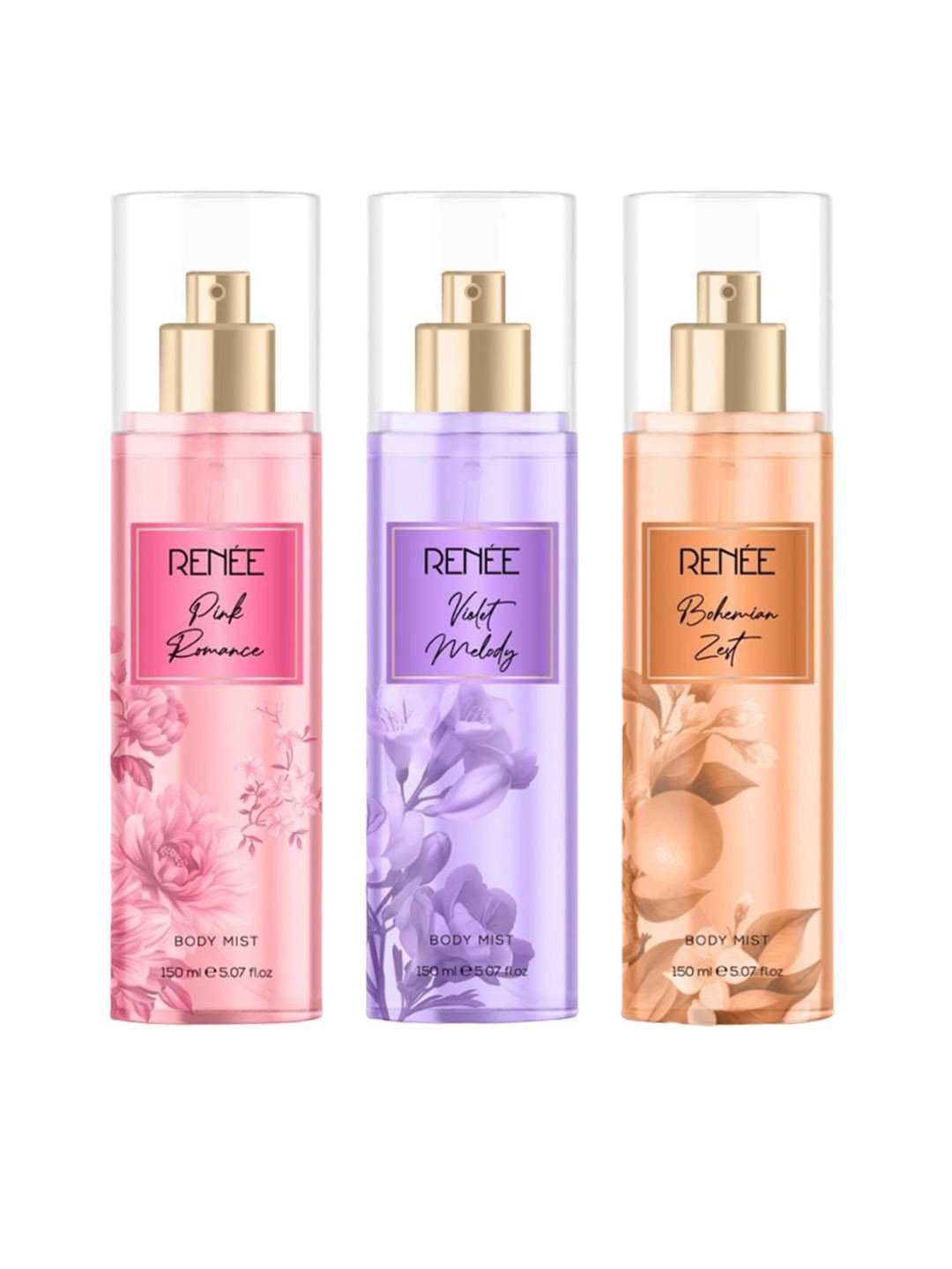 Renee Women Set of 3 Body Mist 150 ml each - Pink Romance + Violet Melody + Bohemian Zest
Renee Women Set of 3 Body Mist 150 ml each - Pink Romance + Violet Melody + Bohemian Zest