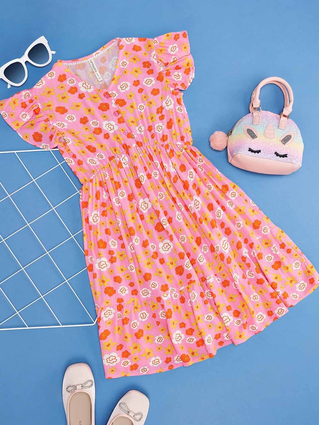 Pantaloons Junior Girls Round Neck Floral Printed Flutter Sleeve Fit & Flare Dress, Pink
Pantaloons Junior Girls Round Neck Floral Printed Flutter Sleeve Fit & Flare Dress, Pink