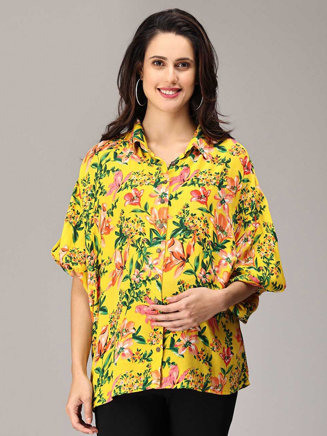 The Mom Store Maternity Floral Print Flared Sleeves Longline Shirt Style Top, Yellow
The Mom Store Maternity Floral Print Flared Sleeves Longline Shirt Style Top, Yellow