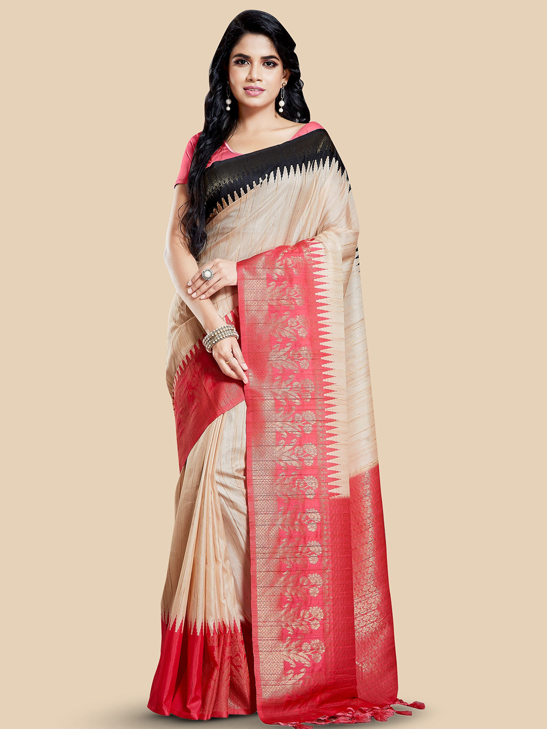 Rani Saahiba Ethnic Motifs Woven Design Zari Bhagalpuri Saree, Beige
Rani Saahiba Ethnic Motifs Woven Design Zari Bhagalpuri Saree, Beige