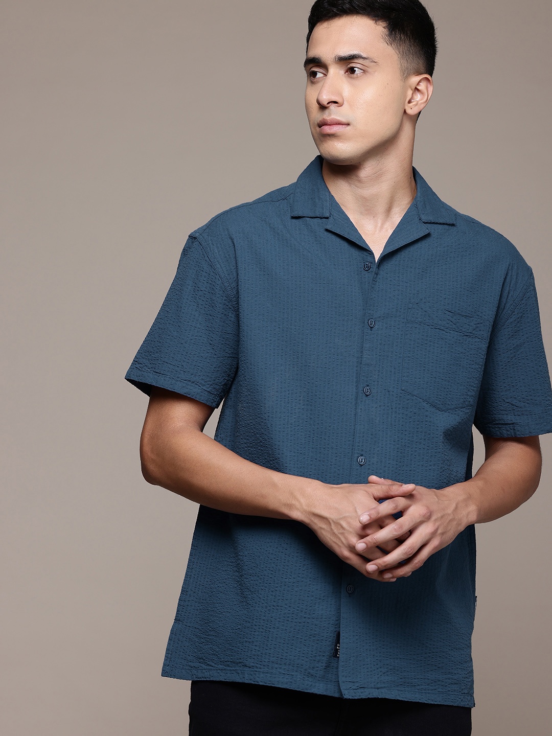 Roadster The Lifestyle Co. Men Seersucker Textured Relaxed Fit Pure Cotton Shirt, Navy blue
Roadster The Lifestyle Co. Men Seersucker Textured Relaxed Fit Pure Cotton Shirt, Navy blue
