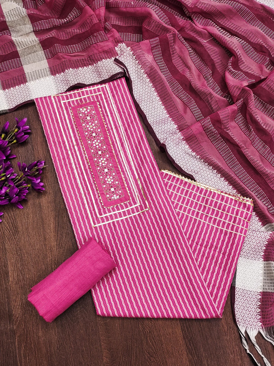 LeeliPeeri Designer Striped Jacquard Beads & Stones Detailed Unstitched Dress Material, Pink
LeeliPeeri Designer Striped Jacquard Beads & Stones Detailed Unstitched Dress Material, Pink