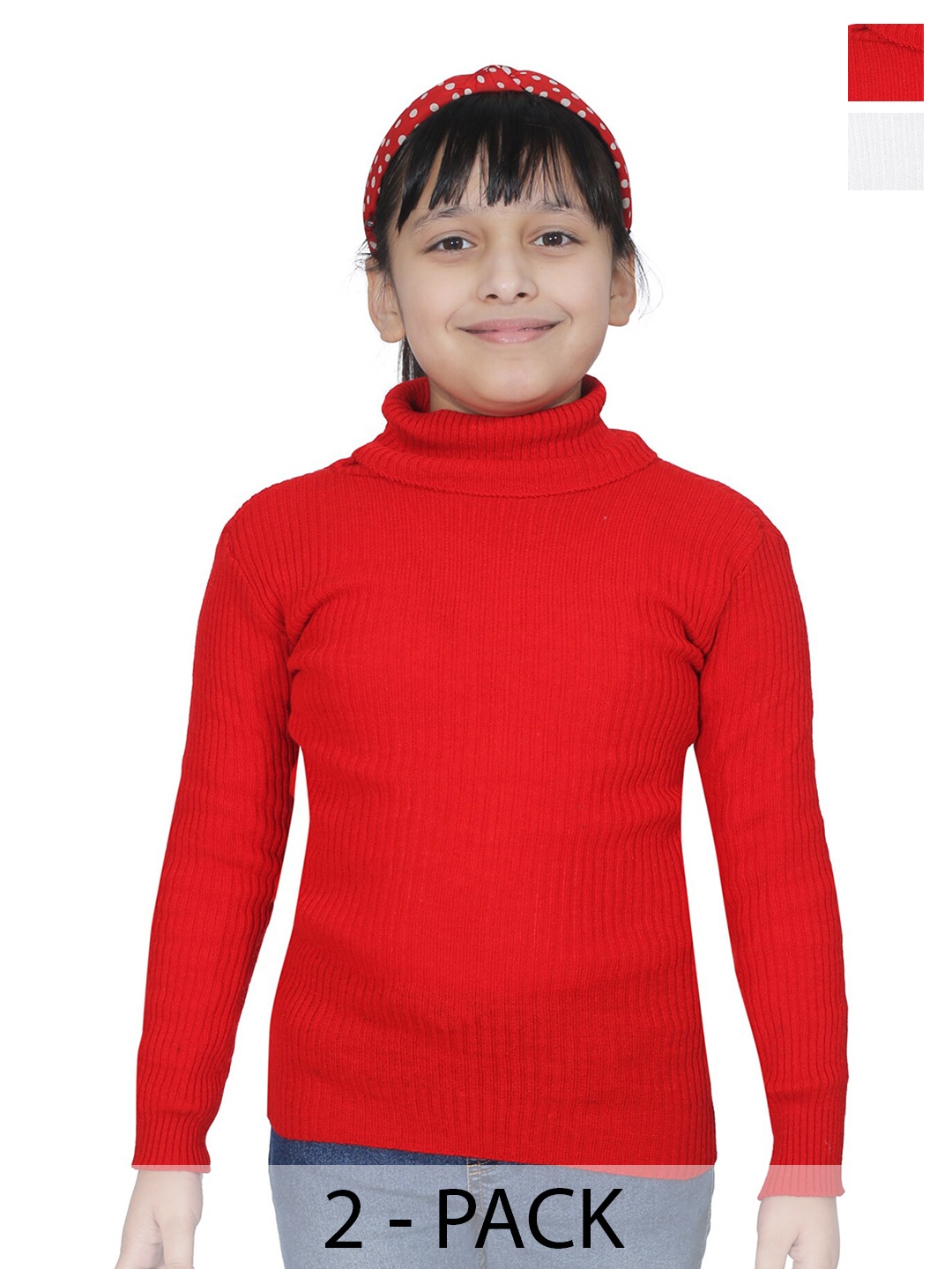 BAESD Pack of 2 Girls Striped Turtle neck Long Sleeves Woollen Pullover Sweater, White
BAESD Pack of 2 Girls Striped Turtle neck Long Sleeves Woollen Pullover Sweater, White