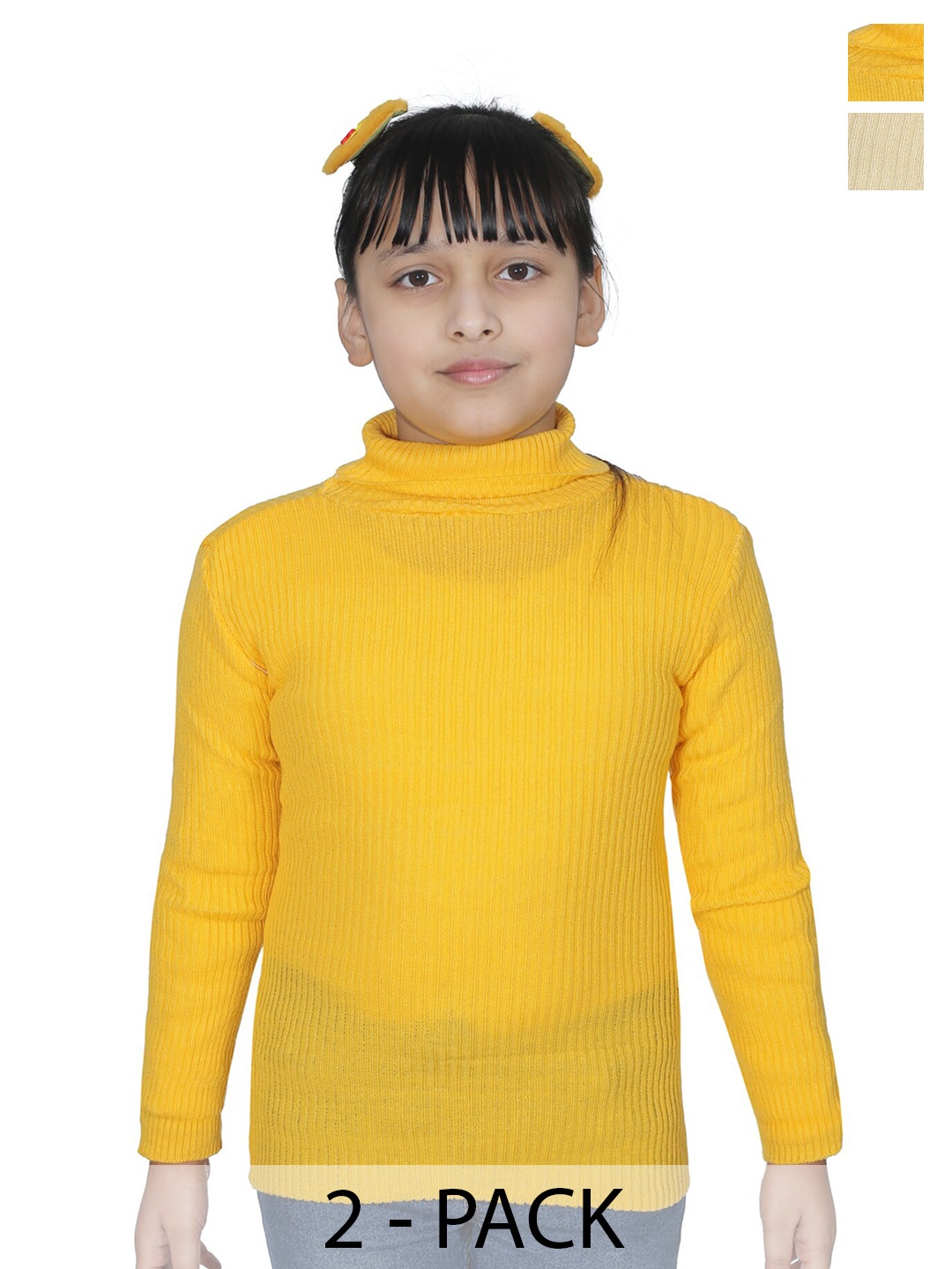 BAESD Girls Pack Of 2 Striped Woollen Turtle Neck Pullover Ribbed Applique Sweater, Yellow
BAESD Girls Pack Of 2 Striped Woollen Turtle Neck Pullover Ribbed Applique Sweater, Yellow